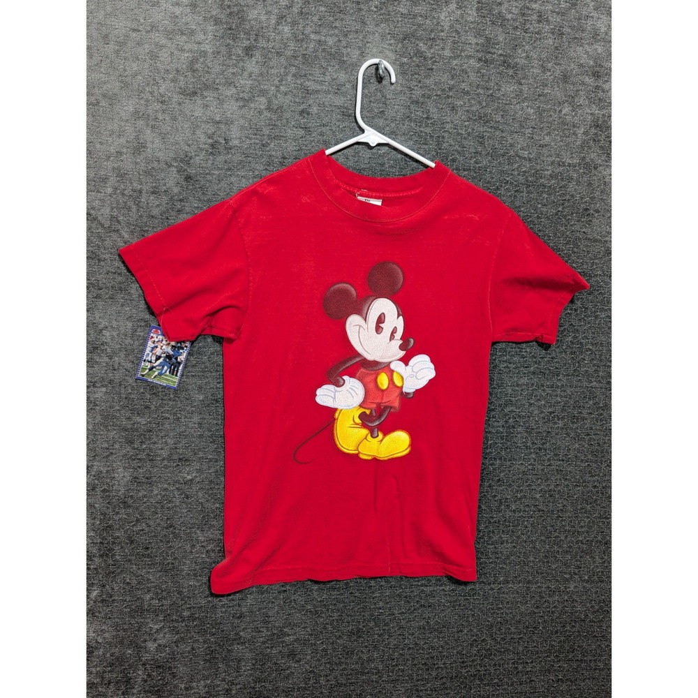 Vintage Disney Store Mickey Mouse Red Graphic T-Shirt Quote Back Small 1619